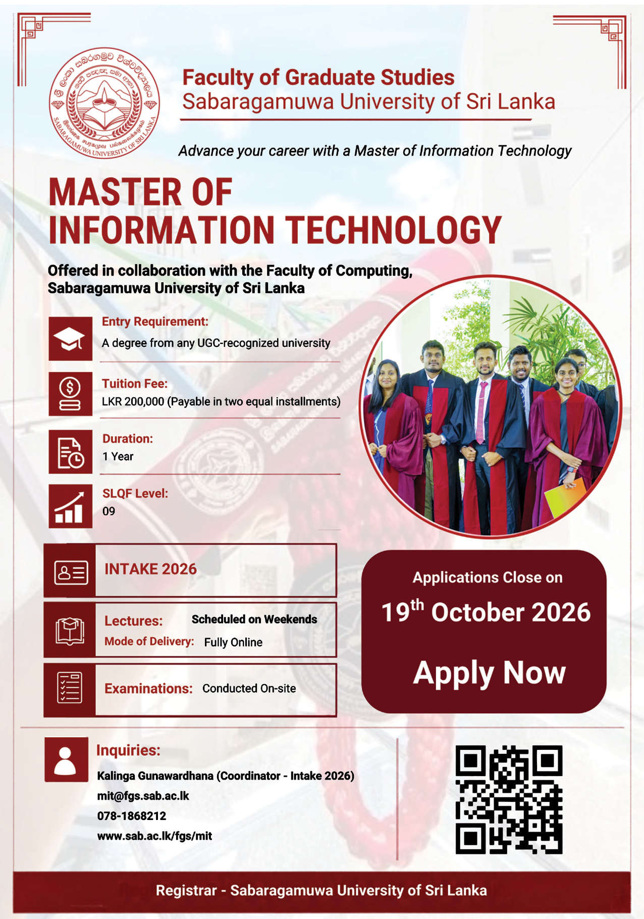 Master of Information Technology (MIT) 2026 - Sabaragamuwa University