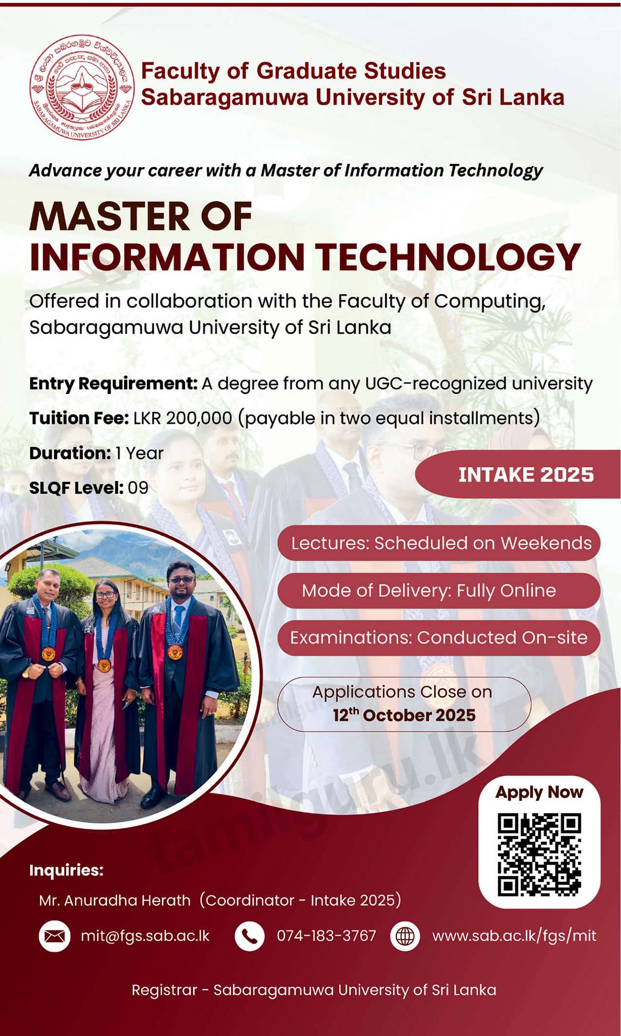 Master of Information Technology (MIT) 2025 - Sabaragamuwa University