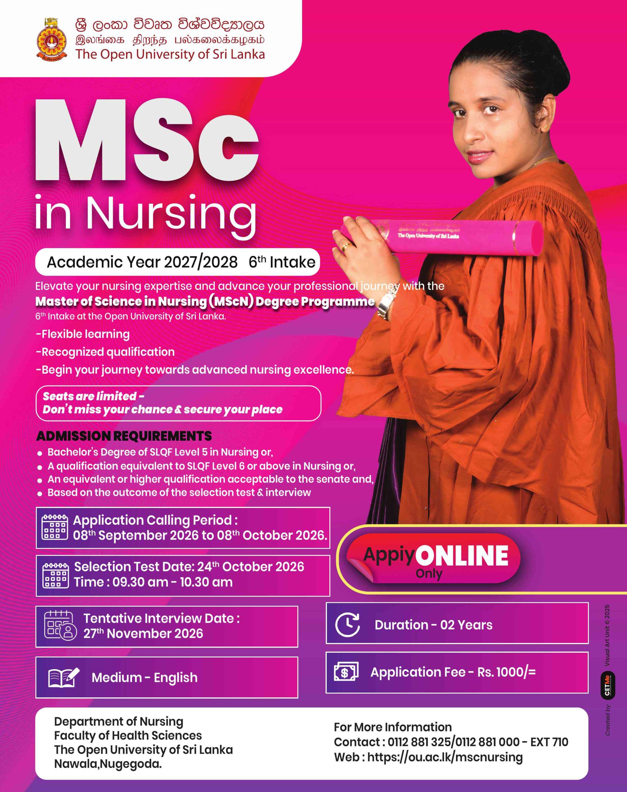 MSc in Nursing Degree Programme 2027 - Open University (OUSL)