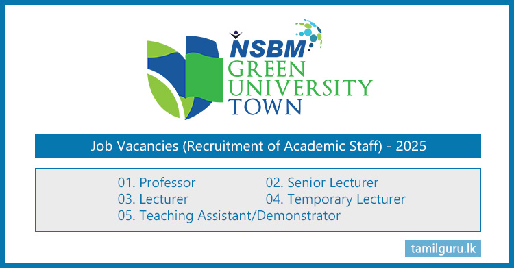 NSBM Green University Academic Vacancies 2025 October
