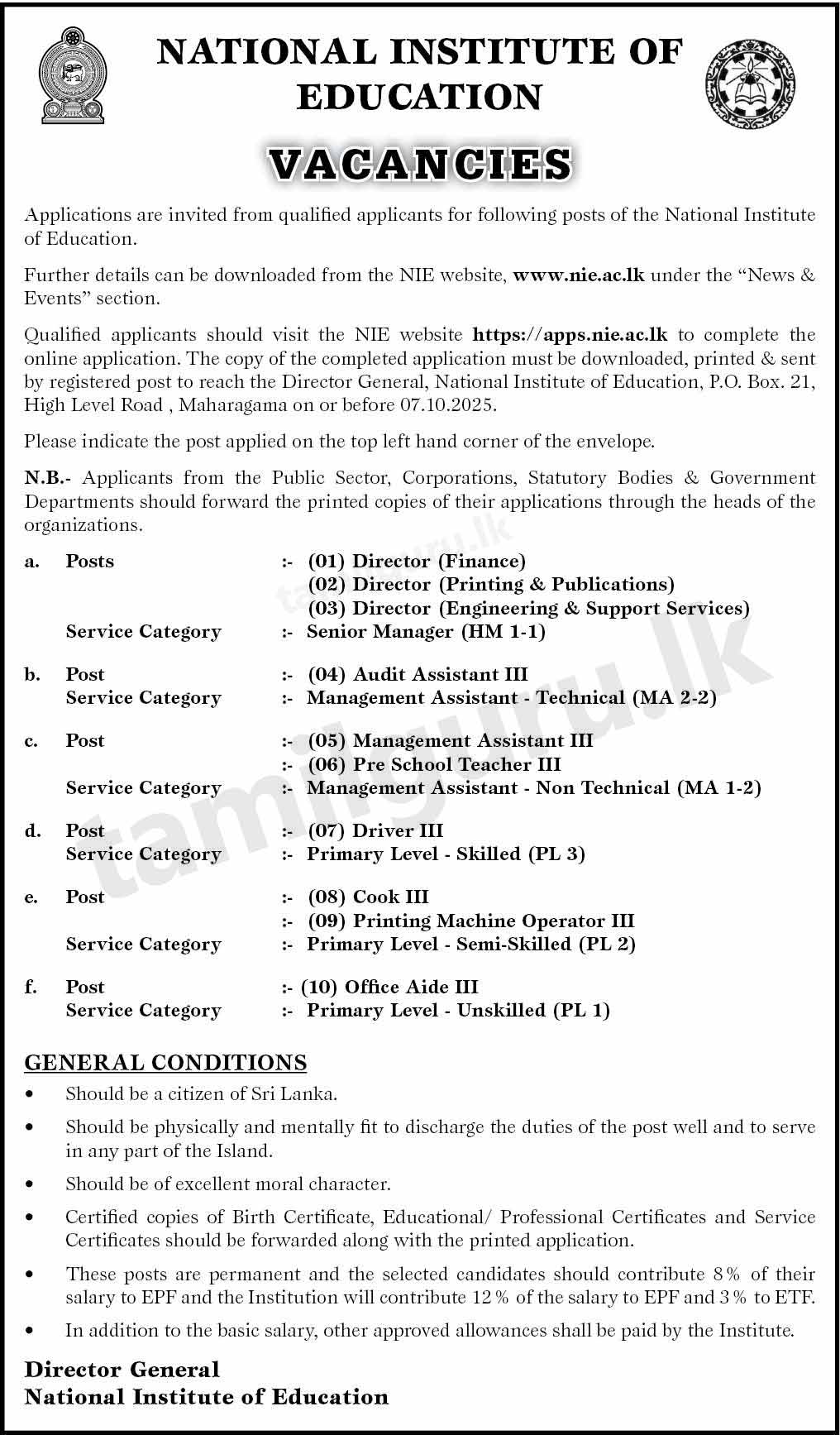National Institute of Education (NIE) Job Vacancies 2025 October