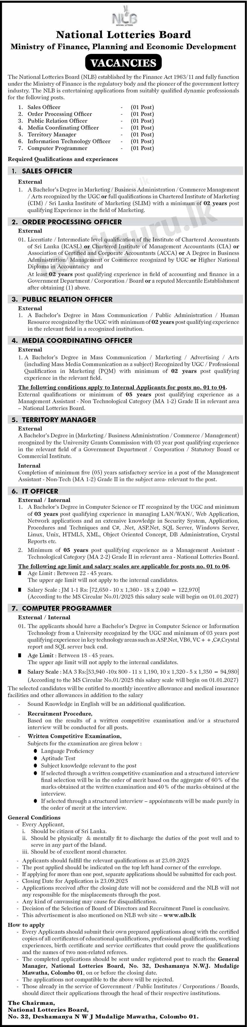 National Lotteries Board (NLB) Job Vacancies 2025 September