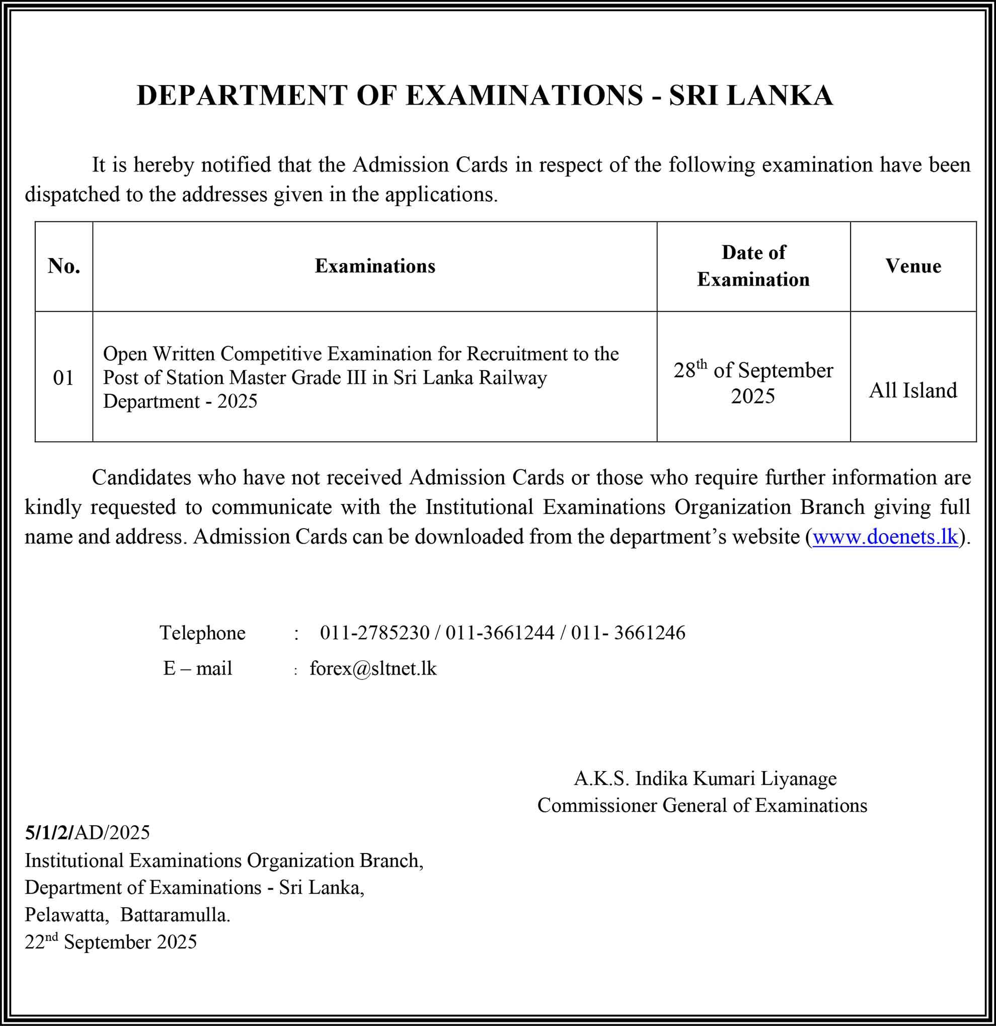 Station Master Exam Admission Card Download 2025