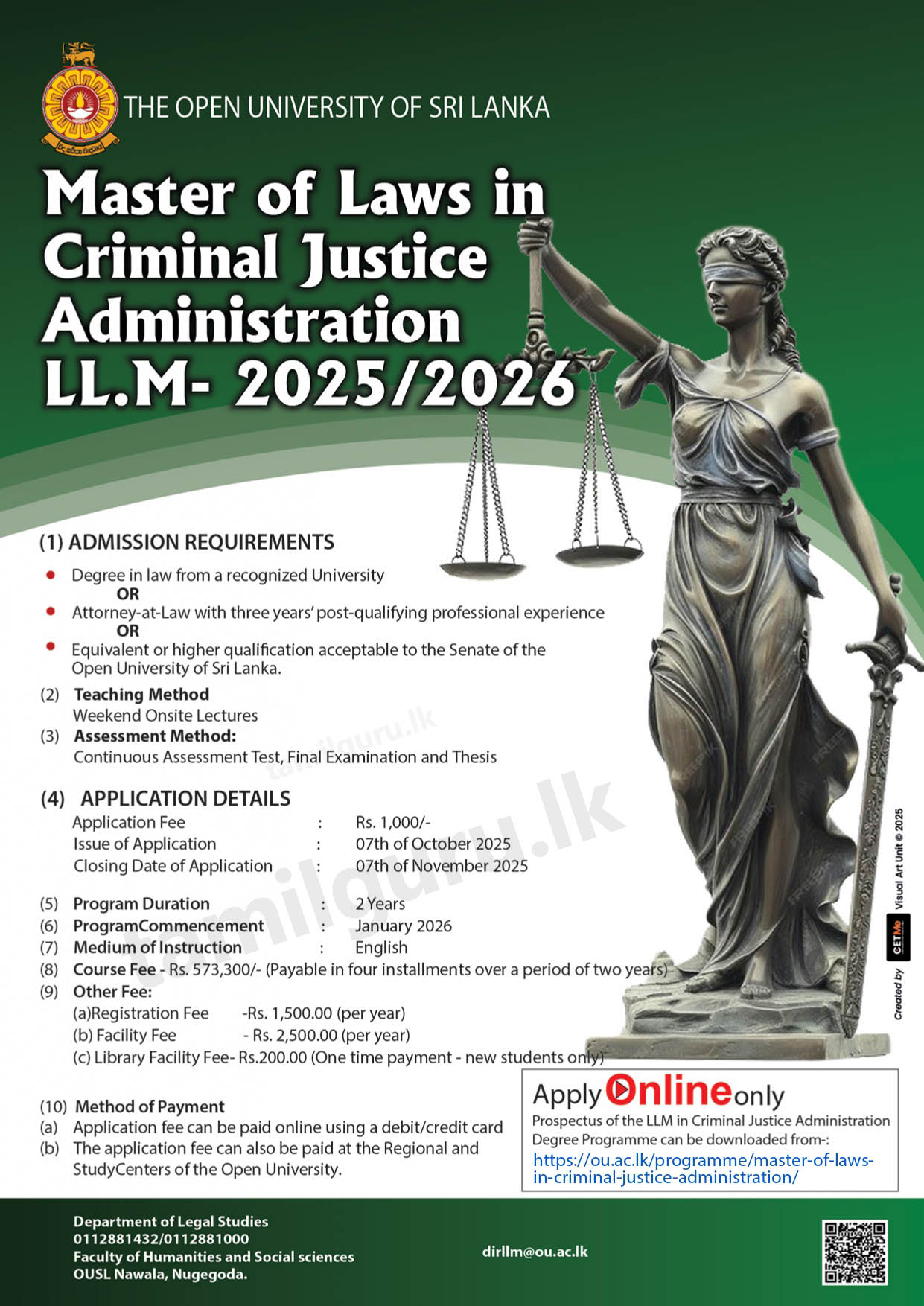 Master of Laws (LLM) in Criminal Justice Administration 2025 - Open University