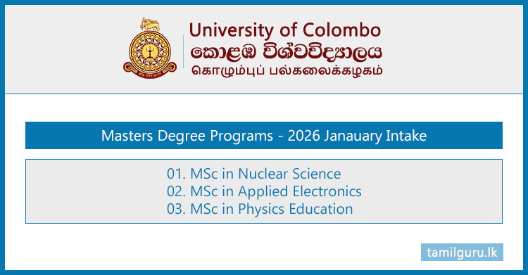 Masters Degree Programs (2026 January Intake) - Faculty of Science, University of Colombo