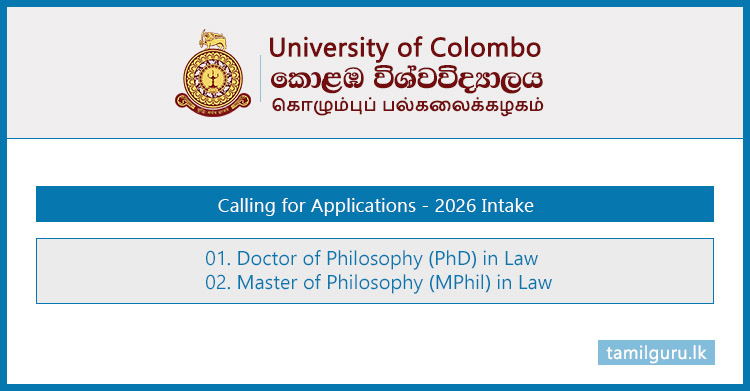 PhD & MPhil in Law 2026 - University of Colombo