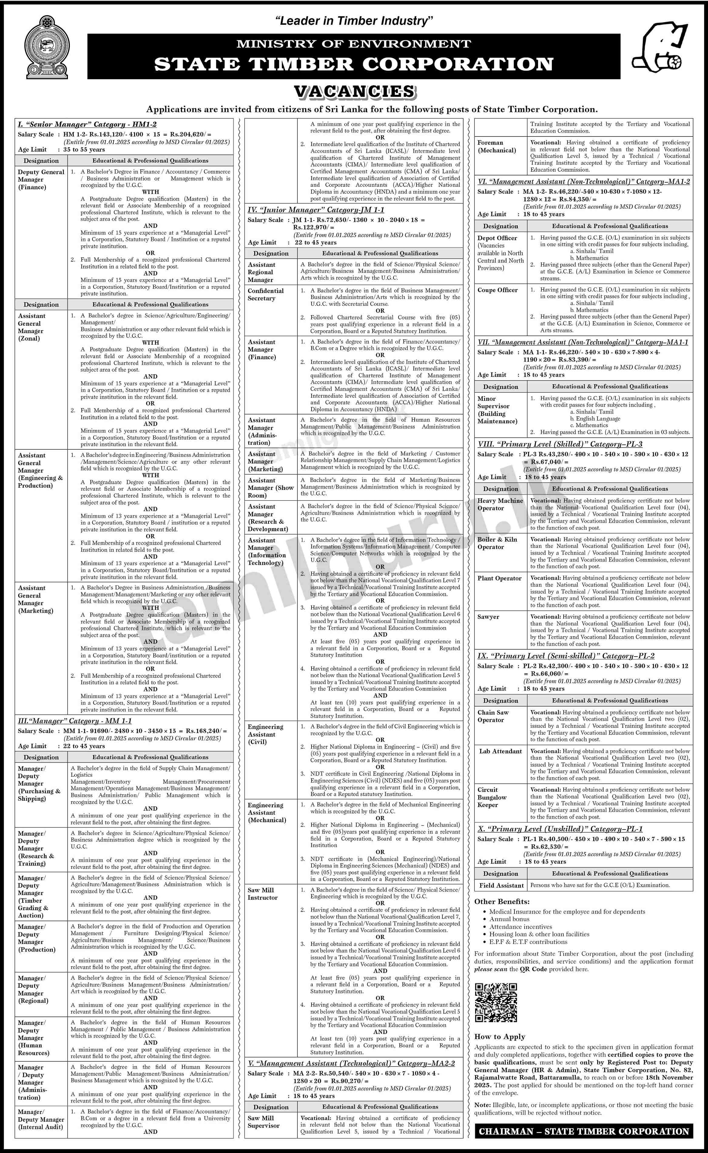 State Timber Corporation Vacancies - 2025 November