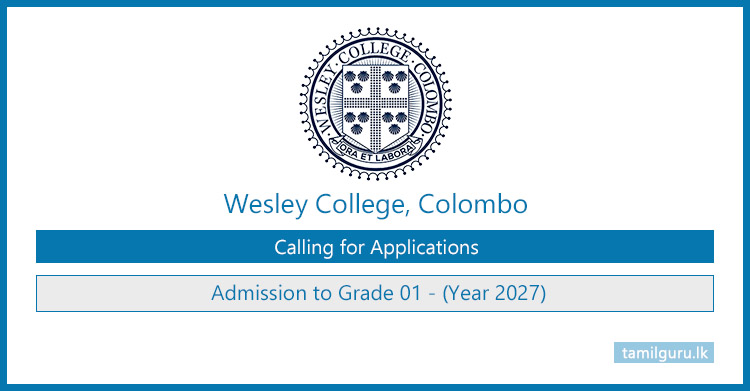 Wesley College, Colombo - Grade 1 Admission (Year 2027)