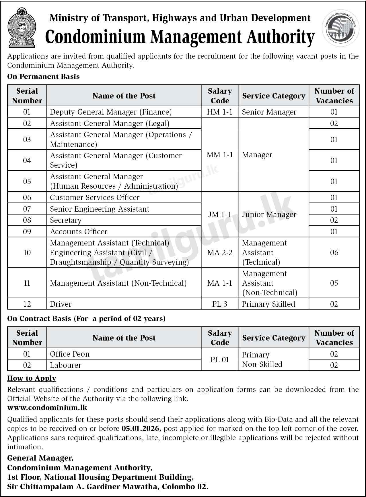 Condominium Management Authority Job Vacancies 2025 December