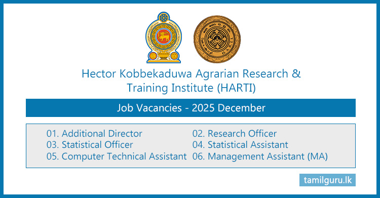Hector Kobbekaduwa Agrarian Research & Training Institute (HARTI) Vacancies - 2025
