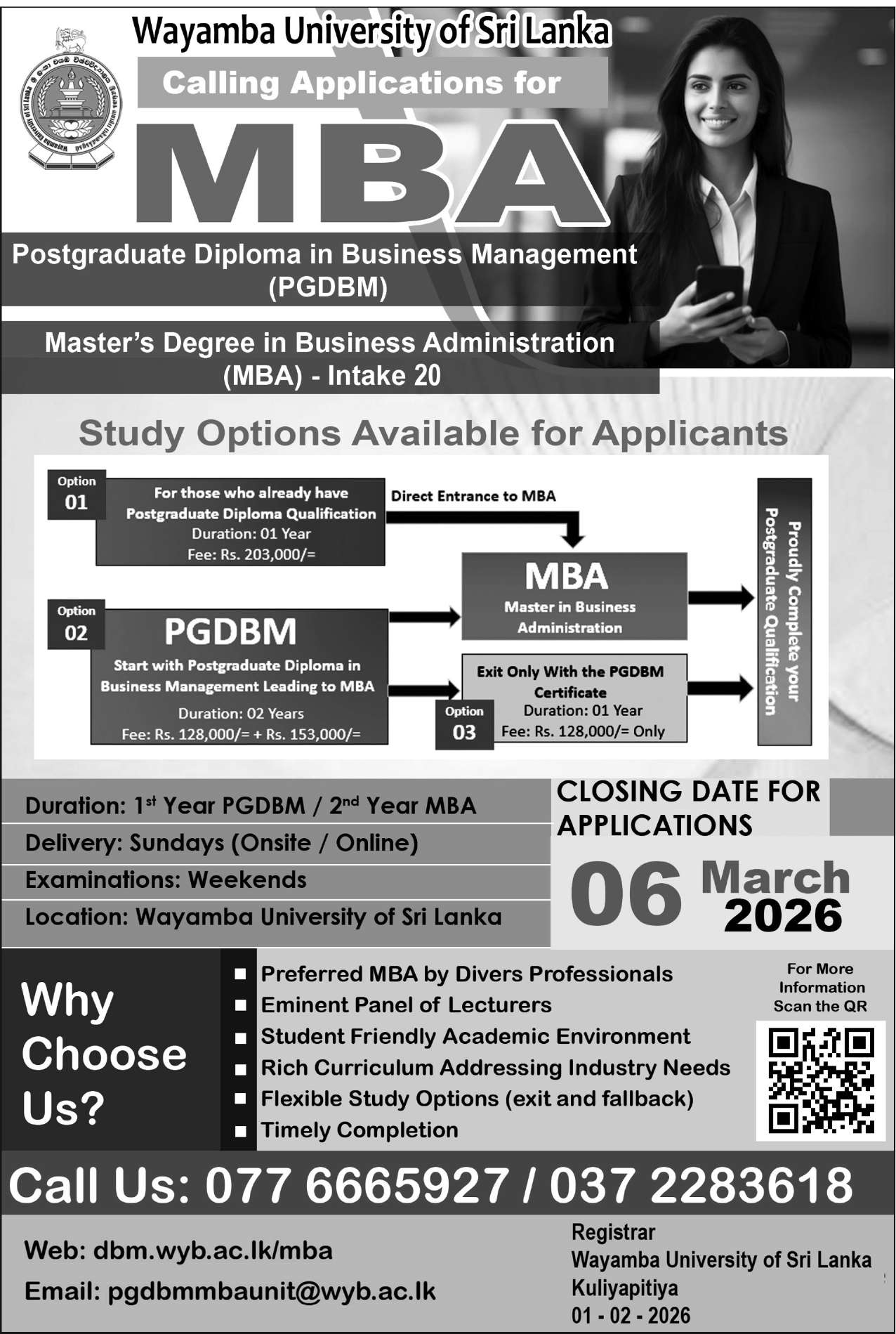 Master of Business Administration (MBA) Intake 2026 - Wayamba University