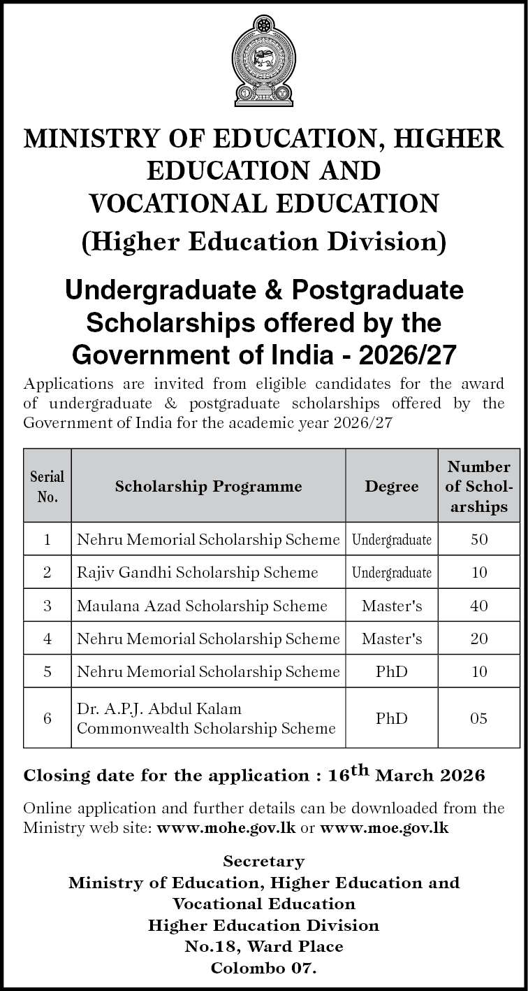 Indian Government Scholarships for Sri Lankan Students 2026 (Degrees, Masters & PhD)