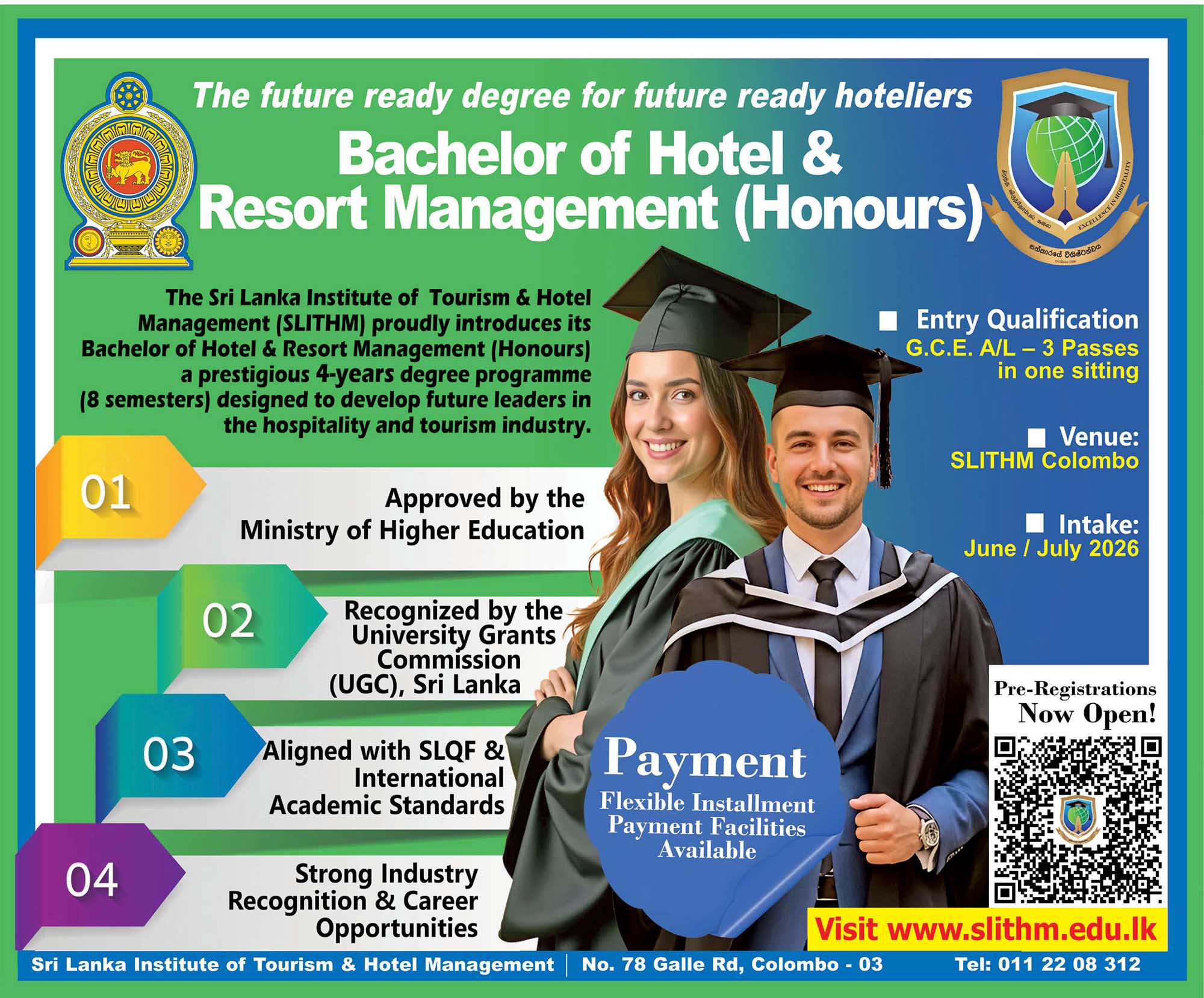 SLITHM Bachelor of Hotel & Resort Management Degree 2026