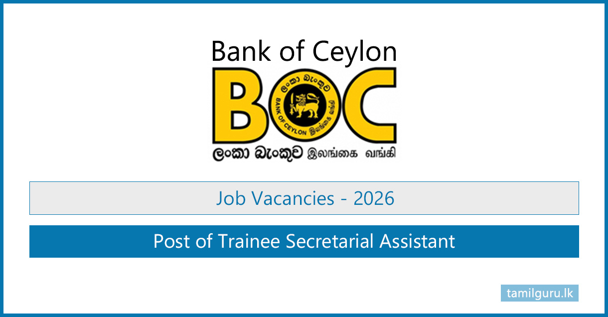 BOC Bank Trainee Secretarial Assistant Job Vacancies 2026
