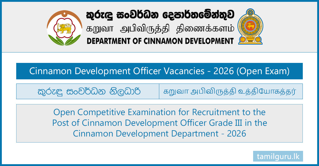 Cinnamon Development Officer Vacancies (Open Exam) 2026