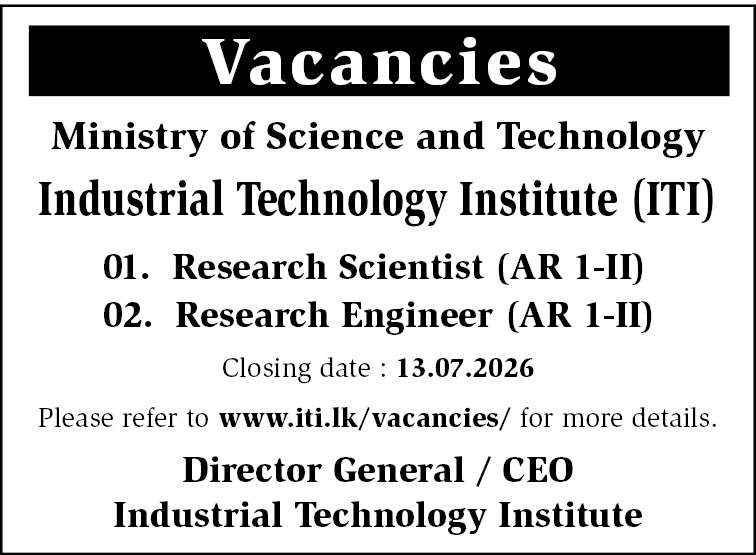 Industrial Technology Institute (ITI) Vacancies 2026 - Research Scientist, Research Engineer