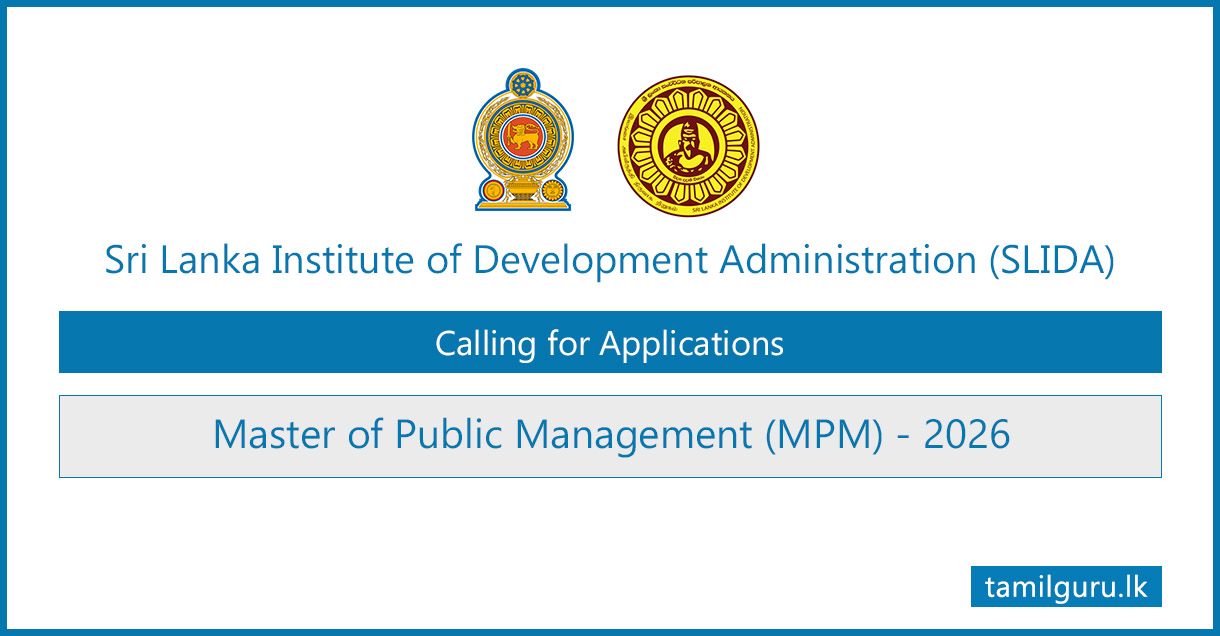Master of Public Management (MPM) 2026 Intake - SLIDA