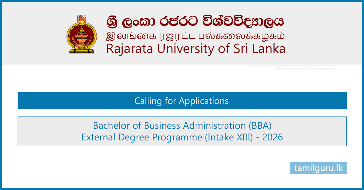 Bachelor of Business Administration (BBA) External Degree 2026 - Rajarata University (RUSL)