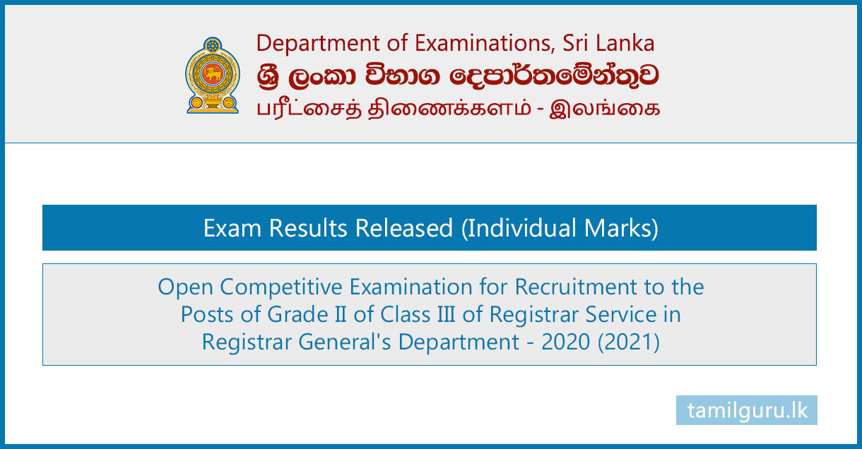 Registrar Service Open Exam Results (Marks) Released 2020 (2021)