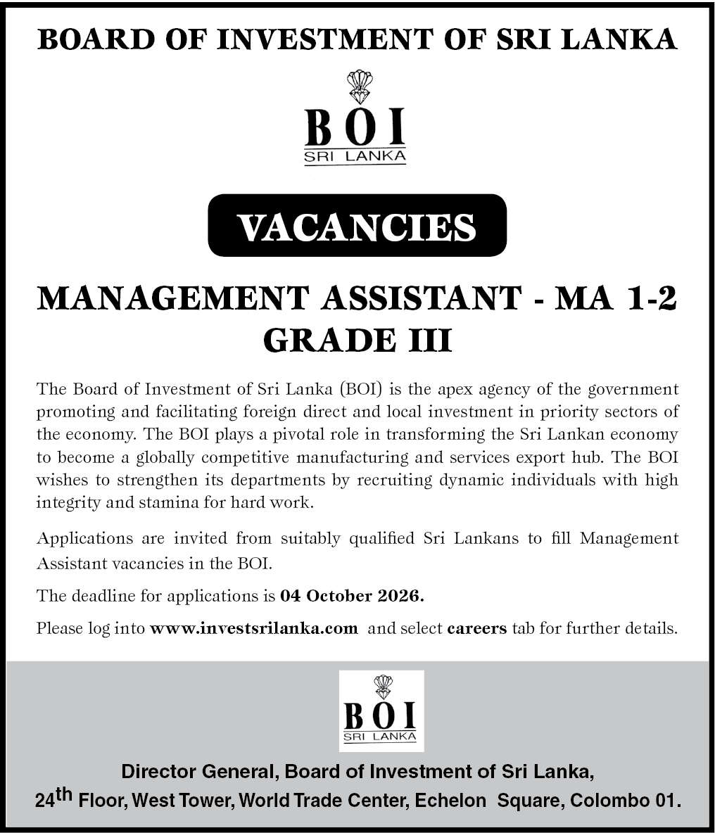 Board of Investment (BOI) Management Assistant Vacancies 2026