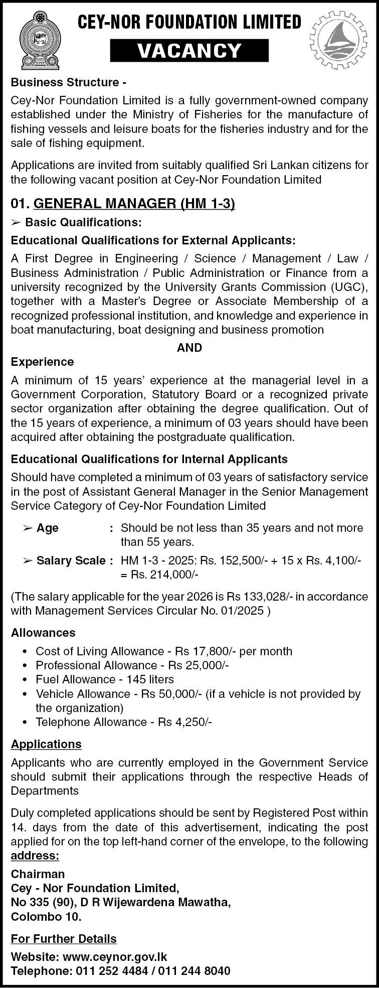 Cey Nor Foundation Ltd General Manager Vacancy 2026